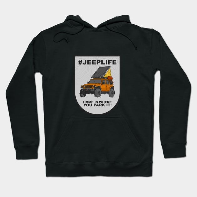 Jeep Life Jeep Wrangler Offroad 4x4 - Orange Hoodie by 4x4 Sketch